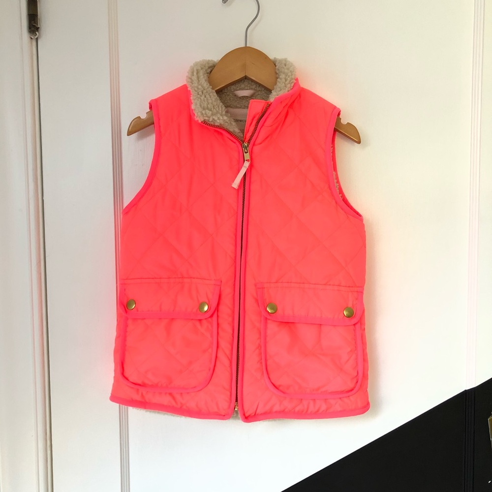 Crewcuts quilted sherpa vest in fluorescent pink